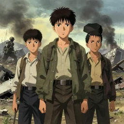 portrait of kids during war, post - apocalypse, yoji shinkawa