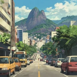 rio de janeiro in an anime film, directed by makoto shinkai, street level, cinematic