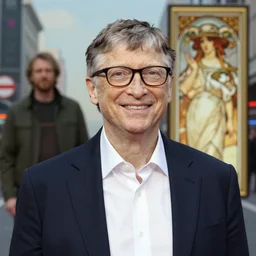 bill gates, hyperrealistic portrait, bladerunner street, art of elysium by jeremy mann and alphonse mucha, fantasy art, photo realistic, dynamic lighting, artstation, poster, volumetric lighting, very detailed face, 4 k, award winning