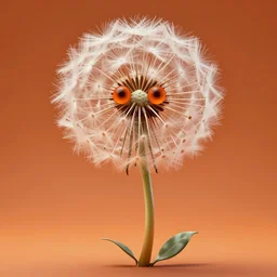 a humanoid figure dandelion plant monster, orange eyes, highly detailed, digital art, sharp focus, ambient orange lighting, trending on art station, anime art style