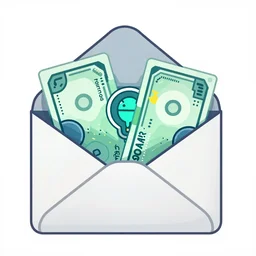A half open envelope holding futuristic money, digital illustration, Android Netrunner