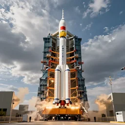 a banana rocket on launch pad at jiuquan satellite launch center ( jslc )