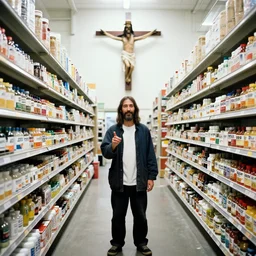 jesus christ as a drug dealer selling drugs in chiba city, jesus in real life, modern, canon eos r 3, f / 1. 4, iso 2 0 0, 1 / 1 6 0 s, 8 k, raw, unedited, symmetrical balance, wide angle