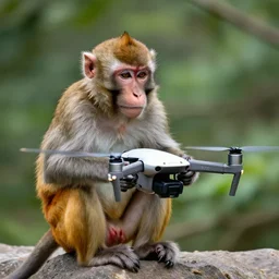 photo of a monkey using a drone, 4k ultra hd