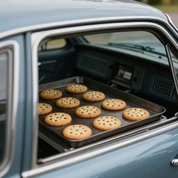 cookies, cooking, in a hot car, 8 k