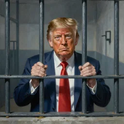Donald Trump behind bars in an elf prison, painting by  Jessica Rossier, hyperrealistic, Cryengine 8k UHD