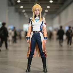 A portrait of a mragot robbie in a cosplay uniform, piercing eyes, highly detailed, bokeh, professional photograph, full body shot 4K, HD