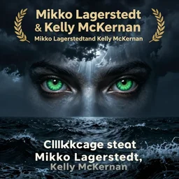 in the style of Mikko Lagerstedt and Kelly McKernan, Chtulhu green eyes, Lovecraftian, ocean, night, storm,  lighting