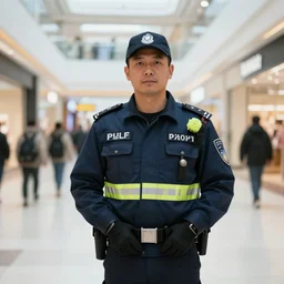 Polish security worker in hall mall