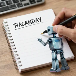 draw a robot creating an agenda