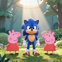 sonic, peppa pig and the paw patrol crossover episode, cartoon network stillframe, hd,