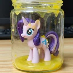 a my little pony figurine in a jar covered in mysterious sticky yellowish fluid