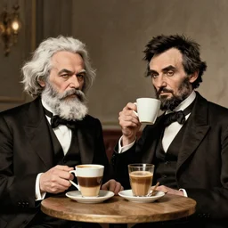 karl marx drinking coffee with abraham lincoln.