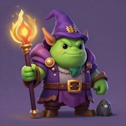 a cute and adorable little ork wizard, hearthstone, concept illustartion, character art,