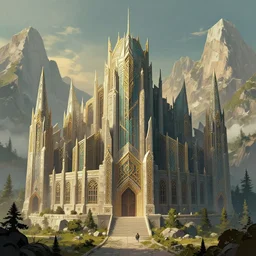 dwarven kingdom in the mountains | art deco