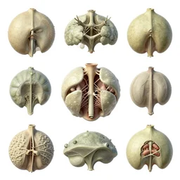 elaborate natural illustrations by ernst haeckel of the biological world, 3 d structures, negative space, octane render, on black background