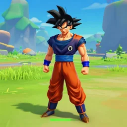 a game still of goku in fortnite, in - game shot