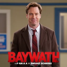 baywatch starring dwight schrute, tv show, promo photo, set photo, title card