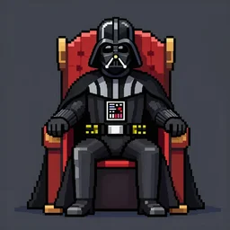 darth vader sitting on a throne in the style of pixel art