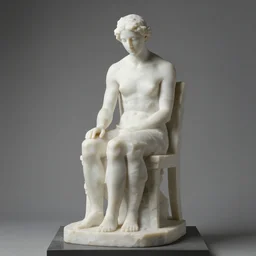 a sculpture of a person sitting on top of a chair, a marble sculpture by nicola samori, behance, neo - expressionism, marble sculpture, apocalypse art, made of mist 1 2 3 4 5 6