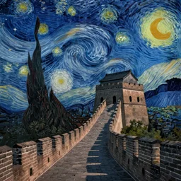 the Great Wall in a starry night, by Vincent Willem Van Gog