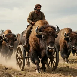 indian  on one wheel,   bison herd,  chase  scene, epic composition, dramatic lighting, cinematic, establishing shot, extremely high detail, photorealistic, cinematic lighting, artstation, octane render, old photo, buffalo hunt movie, alpha movie, western, ultra sharp, clean symmetrical faces, high detail, intricate,hypermaximalist,hyper realism