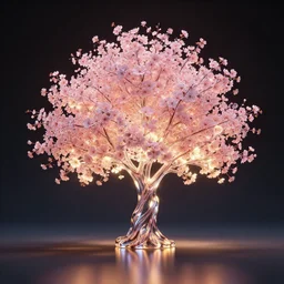 glass cherry blossom tree light, blossoms like glowing rock - candy, unreal engine 5, octane render, lumen reflections, quixel megascan, 8 k, studio lighting