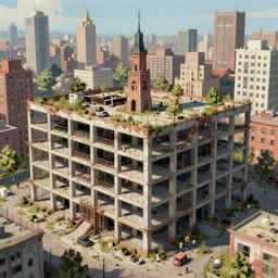 a beautiful hyperdetailed highly detailed city barracks unfinished building building architecture nature urbex by wayne thiebaud, poppy, archdaily, wallpaper, highly detailed, trending on artstation.