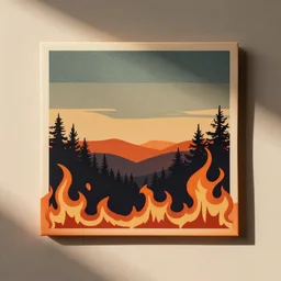 a photo of a retro minimalist clean fire flames border square patch