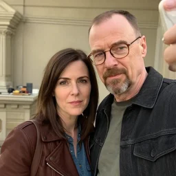 walter white and jesse pinkman taking a selfie as a couple