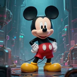 the repairing of mickey mouse, cyberpunk art by rube goldberg, cgsociety, dystopian art, reimagined by industrial light and magic, concept art