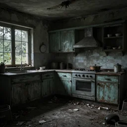 An abandoned kitchen. This place is really scary. 8k. Fantasy horror