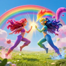 super intensely colorful rainbow souls fighting on a battlefield with spirit power flying around. hyperrealistic anime background illustration by kim jung gi, colorful, extremely detailed intricate linework, smooth, super sharp focus, bright colors, high contrast, matte, octopath traveler, unreal engine 5 highly rendered, global illumination, radiant light