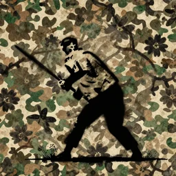 floral camouflage pattern, by banksy