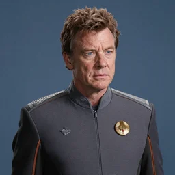 William Shatner (ca. 1970) as the captain from the Orville (2017)