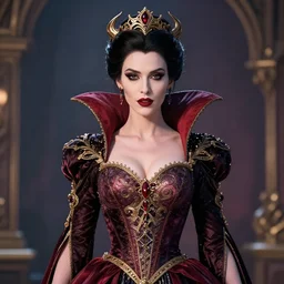 beautiful vampire queen with ornate dress, highly detailed, 4k, HDR, smooth, sharp focus, hyper realistic, high resolution, award-winning photo