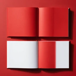 flatlay book collection, vivid colors, dramatic lighting, red and white