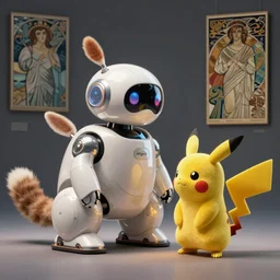 studio photo of a futuristic pet robot, kindchenschema, by artgerm and greg rutkowski and marc newson and zaha hadid, behance lemanoosh, alphonse mucha, otter ( ( fennec ) ) pikachu mix, side view, volumetric light, detailed, octane render - t