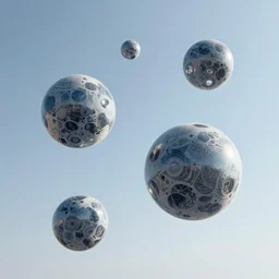balls in the sky, futuristic，