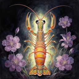 mantis shrimp themed faerie. gouache painting by award - winning mangaka, chiaroscuro, bloom, backlighting, intricate details
