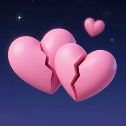 cracked pink hearts on the starry night sky, landscape, trending on artstation