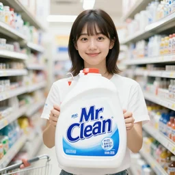 Mr. Clean in the style of Japanese commercial