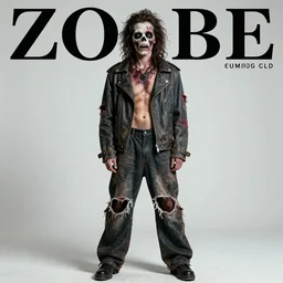 zombie inspired fashion. centerfold fashion magazine. 8 0's. hole body picture. clothes
