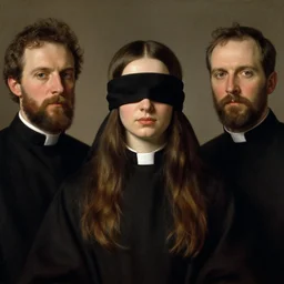 portrait of a blindfolded priestess, by gerald brom, donato giancola, and berthold woltze.