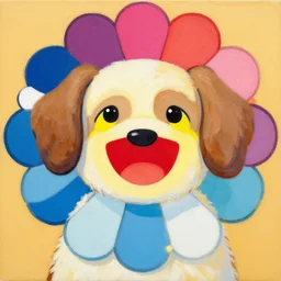 a beautiful painting dog, by takashi murakami painting, illustration style