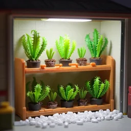 garage with carnivorous plants on the shelves and packing peanuts on the floor, scene from tv show hyper detailed 5 5 mm 8 5 mm, low - light photography by tyler mitchell, made out of plastic