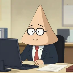 Triangle Head at his boring office job