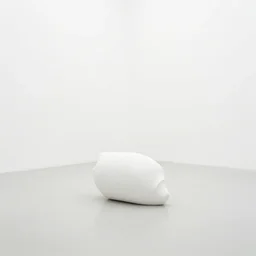 a minimal white sculpture of a common everyday object in an empty white room, white background, white washed, low contrast, over exposed, evanescent white on white, contemporary art