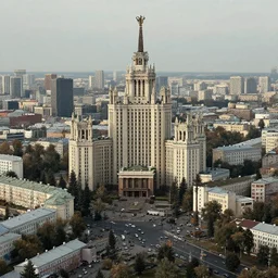 photo of city center of soviet city, only it's not dystopian, but good