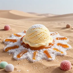 desert made from icecream and candies, sugar sand, caramel sun, sugar snow, handsome, intricate, detailed, volumetric lighting, scenery, digital painting, highly detailed, artstation, sharp focus, illustration, concept art, 8 k, no blur, hyper realistic, magic world